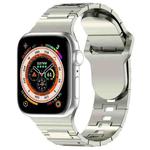 For Apple Watch SE 44mm Square Buckle Armor Style Silicone Watch Band(Plating Silver)