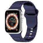 For Apple Watch 5 44mm Square Buckle Armor Style Silicone Watch Band(Plating Blue)