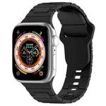 For Apple Watch 3 42mm Square Buckle Armor Style Silicone Watch Band(Black)