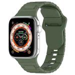 For Apple Watch 2 42mm Square Buckle Armor Style Silicone Watch Band(Dark Green)