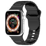 For Apple Watch 42mm Square Buckle Armor Style Silicone Watch Band(Plating Titanium Black)