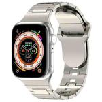 For Apple Watch 9 45mm Square Buckle Armor Style Silicone Watch Band(Plating Silver)