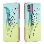 For Nokia G42 Colored Drawing Pattern Leather Phone Case(Feather)