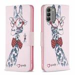 For Nokia G310 Colored Drawing Pattern Leather Phone Case(Giraffe)