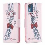 For Nokia C02 Colored Drawing Pattern Leather Phone Case(Giraffe)