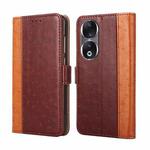 For Honor 90 5G Ostrich Texture Horizontal Flip Leather Phone Case(Brown)