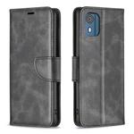For Nokia C02 Lambskin Texture Pure Color Flip Leather Phone Case(Black)