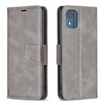 For Nokia C02 Lambskin Texture Pure Color Flip Leather Phone Case(Grey)