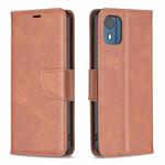 For Nokia C02 Lambskin Texture Pure Color Flip Leather Phone Case(Brown)