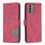 For Nokia G310 Magnetic Buckle Rhombus Texture Leather Phone Case(Red)