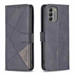 For Nokia G310 Magnetic Buckle Rhombus Texture Leather Phone Case(Black)