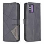 For Nokia G42 Magnetic Buckle Rhombus Texture Leather Phone Case(Black)