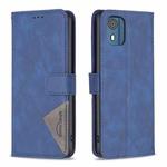 For Nokia C02 Magnetic Buckle Rhombus Texture Leather Phone Case(Blue)