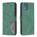 For Nokia C02 Magnetic Buckle Rhombus Texture Leather Phone Case(Green)