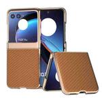 For Motorola Razr 40 Ultra Nano Electroplating Carbon Fiber Texture Phone Case(Brown)