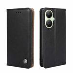 For vivo Y35+ 5G Non-Magnetic Retro Texture Leather Phone Case(Black)