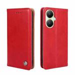 For vivo Y35+ 5G Non-Magnetic Retro Texture Leather Phone Case(Red)