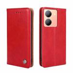 For vivo Y78 5G Non-Magnetic Retro Texture Leather Phone Case(Red)