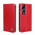 For Honor 90 Pro 5G Non-Magnetic Retro Texture Leather Phone Case(Red)