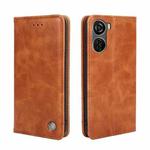 For ZTE Axon 40 Lite Non-Magnetic Retro Texture Leather Phone Case(Brown)