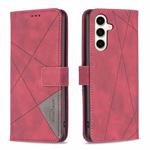 For Samsung Galaxy S23 FE 5G Magnetic Buckle Rhombus Texture Leather Phone Case(Red)