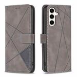 For Samsung Galaxy S23 FE 5G Magnetic Buckle Rhombus Texture Leather Phone Case(Grey)