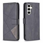 For Samsung Galaxy S23 FE 5G Magnetic Buckle Rhombus Texture Leather Phone Case(Black)