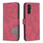 For Samsung Galaxy A15 Magnetic Buckle Rhombus Texture Leather Phone Case(Red)