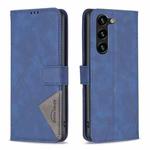 For Samsung Galaxy S24+ 5G Magnetic Buckle Rhombus Texture Leather Phone Case(Blue)