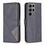 For Samsung Galaxy S24 Ultra 5G Magnetic Buckle Rhombus Texture Leather Phone Case(Black)