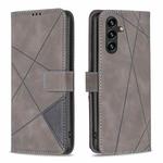 For Samsung Galaxy A35 Magnetic Buckle Rhombus Texture Leather Phone Case(Grey)