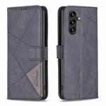For Samsung Galaxy A55 Magnetic Buckle Rhombus Texture Leather Phone Case(Black)