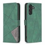 For Samsung Galaxy M55 Magnetic Buckle Rhombus Texture Leather Phone Case(Green)