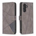 For Samsung Galaxy M55 Magnetic Buckle Rhombus Texture Leather Phone Case(Grey)