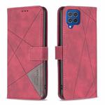 For Samsung Galaxy M62/F62 Magnetic Buckle Rhombus Texture Leather Phone Case(Red)