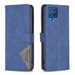 For Samsung Galaxy M62/F62 Magnetic Buckle Rhombus Texture Leather Phone Case(Blue)