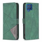For Samsung Galaxy M62/F62 Magnetic Buckle Rhombus Texture Leather Phone Case(Green)