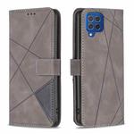 For Samsung Galaxy M62/F62 Magnetic Buckle Rhombus Texture Leather Phone Case(Grey)