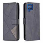 For Samsung Galaxy M62/F62 Magnetic Buckle Rhombus Texture Leather Phone Case(Black)