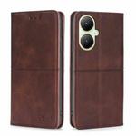 For vivo Y35+ 5G Cow Texture Magnetic Leather Phone Case(Dark Brown)