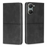 For vivo Y03 4G Cow Texture Magnetic Leather Phone Case(Black)