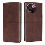 For vivo V30e 5G Global Cow Texture Magnetic Leather Phone Case(Dark Brown)