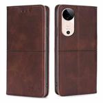 For vivo S19 Cow Texture Magnetic Leather Phone Case(Dark Brown)