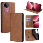 For vivo V50 5G Cow Texture Magnetic Leather Phone Case(Light Brown)