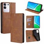 For vivo Y29 4G Global Cow Texture Magnetic Leather Phone Case(Light Brown)