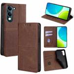 For vivo Y29s 5G / Y04 4G Cow Texture Magnetic Leather Phone Case(Dark Brown)