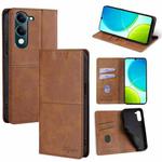 For vivo Y29s 5G / Y04 4G Cow Texture Magnetic Leather Phone Case(Light Brown)