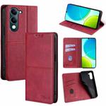 For vivo Y29s 5G / Y04 4G Cow Texture Magnetic Leather Phone Case(Red)