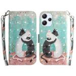 For Xiaomi Redmi 12 3D Colored Horizontal Flip Leather Phone Case(Black White Cat)