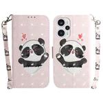 For Xiaomi Poco F5/Redmi Note 12 Turbo 3D Colored Horizontal Flip Leather Phone Case(Heart Panda)